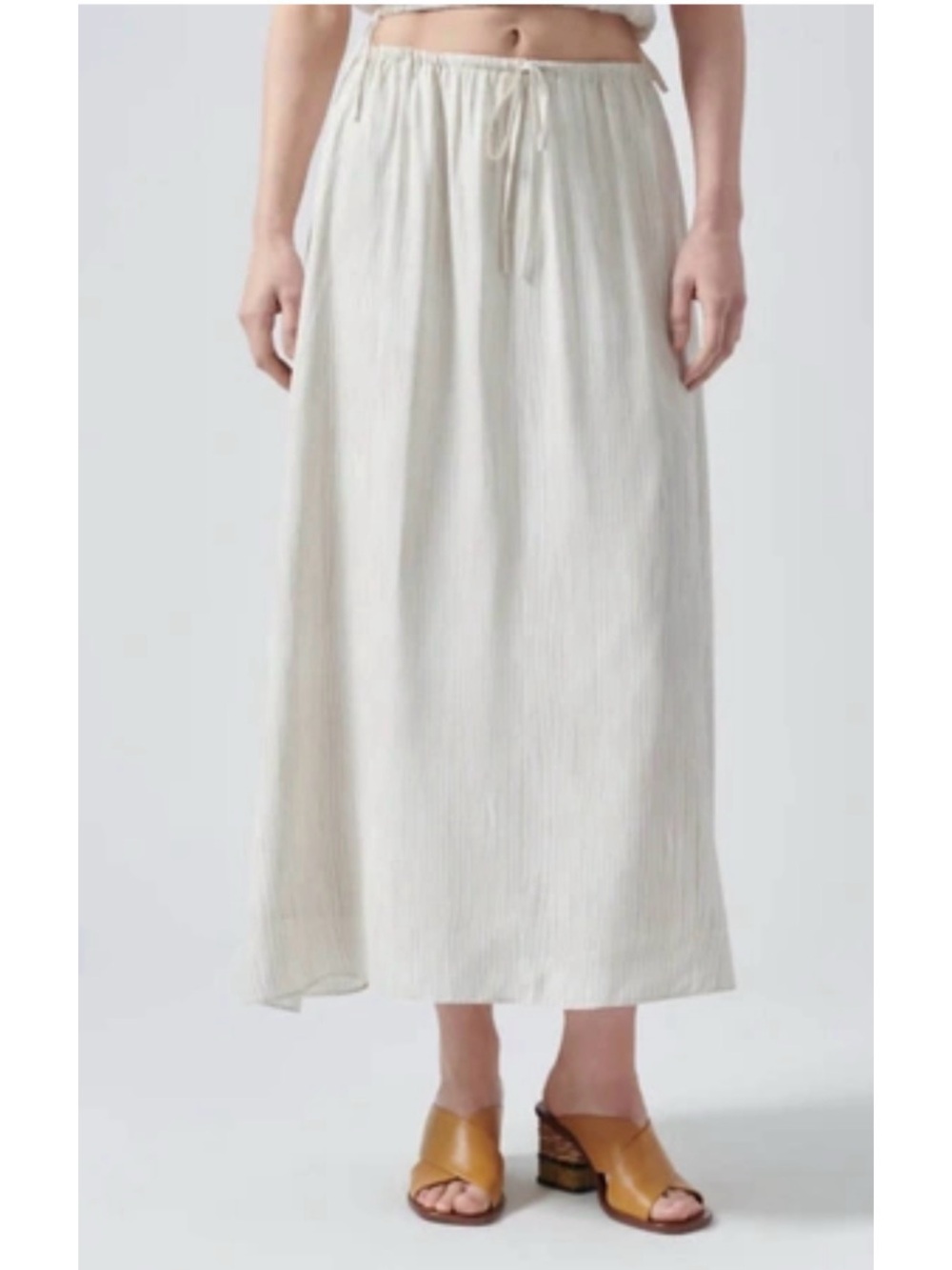 Light Cream Drawstring Midi Skirt